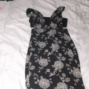 Sexy black floral dress